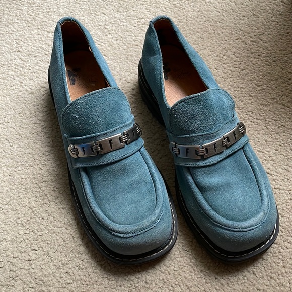 John Fluevog Other - John Fluevog blue suede loafers size 9